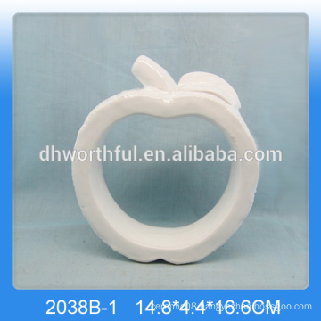 Handmade ceramic apple decor,white porcelain apple decoration for home decoration